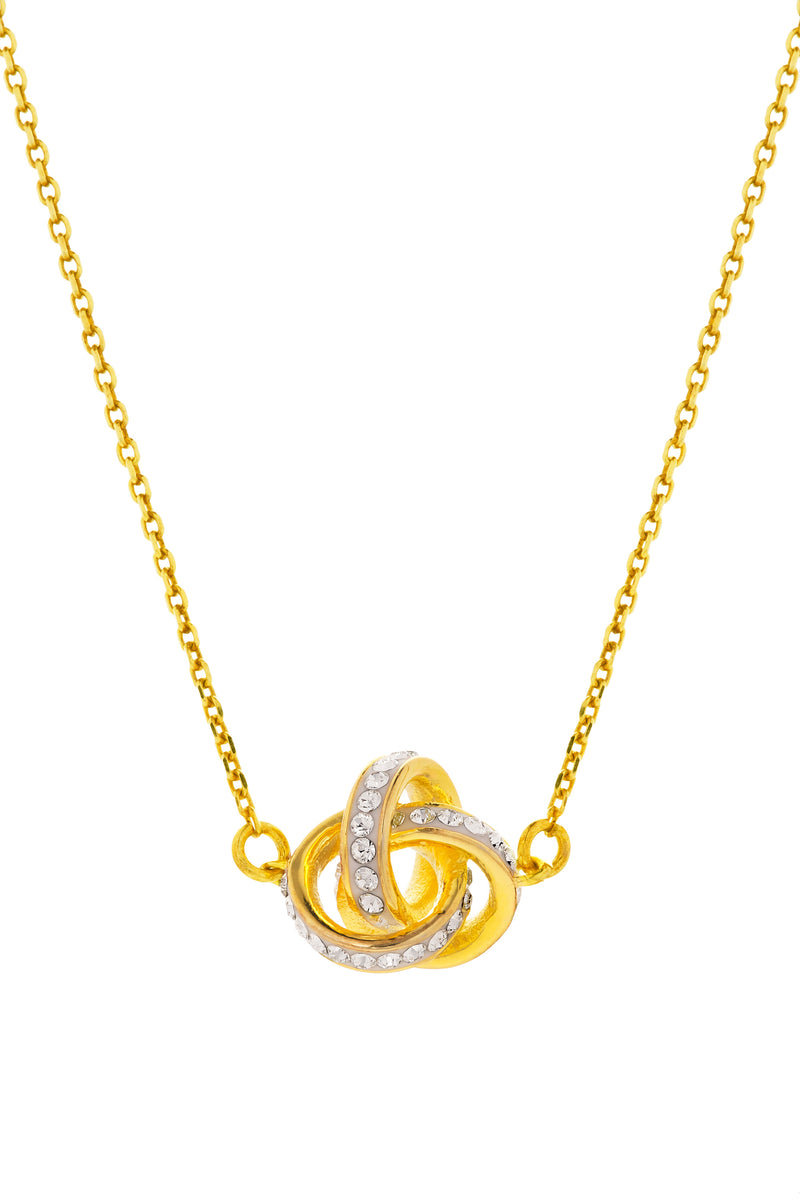 Gold Plated Sterling Silver Crystal Knot Necklace