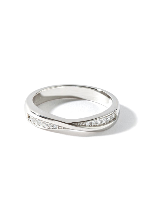 Sterling Silver Cubic Zirconia Crossover Half Eternity Ring