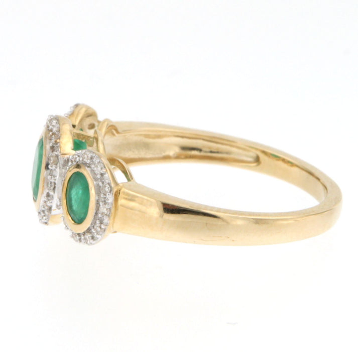 9ct Yellow Gold Emerald and Diamond Ring