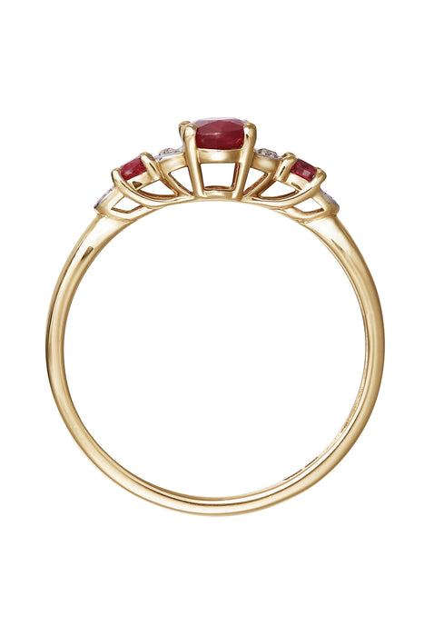 9ct Yellow Gold Ruby and Diamond Ring