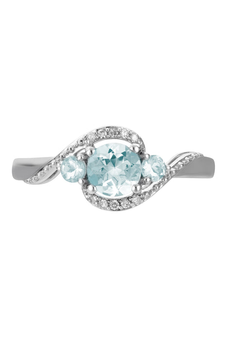 9ct White Gold Aquamarine and Diamond Ring