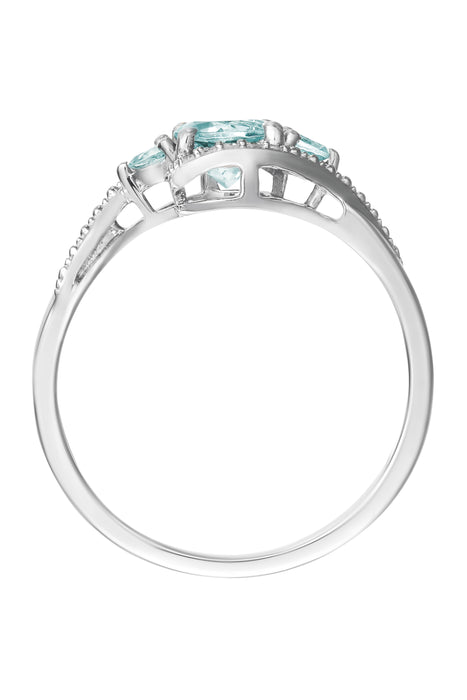 9ct White Gold Aquamarine and Diamond Ring