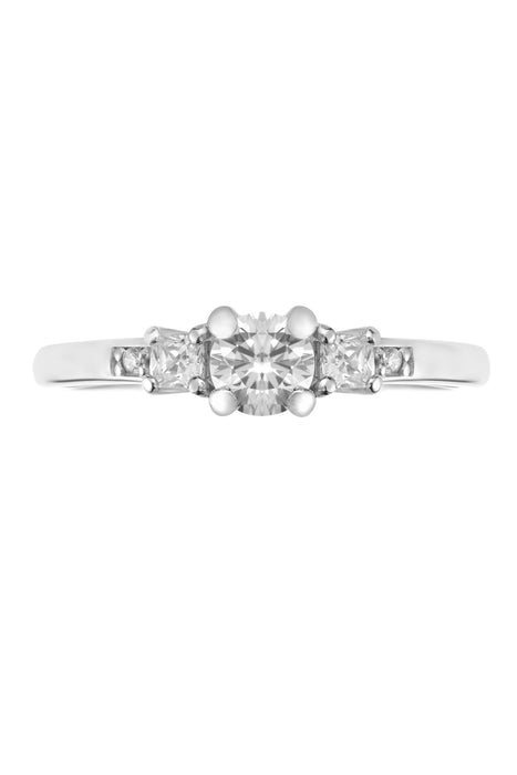 9ct White Gold Cubic Zirconia Trilogy Three Stone Ring