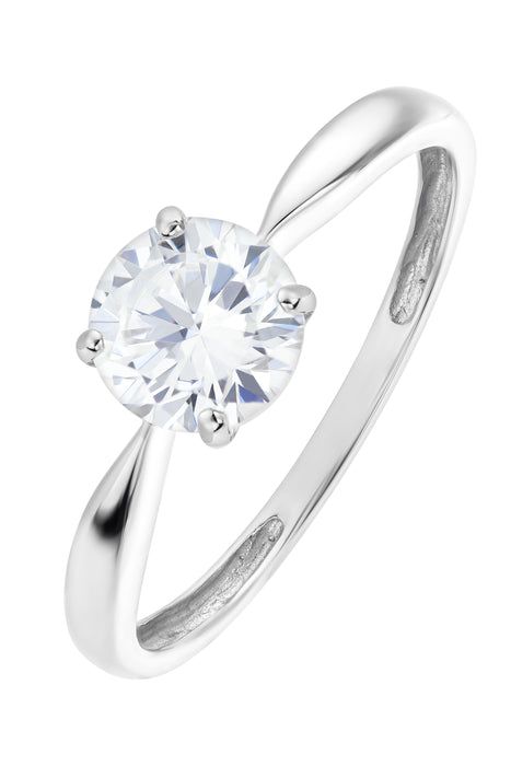 9ct White Gold Cubic Zirconia Solitaire Ring