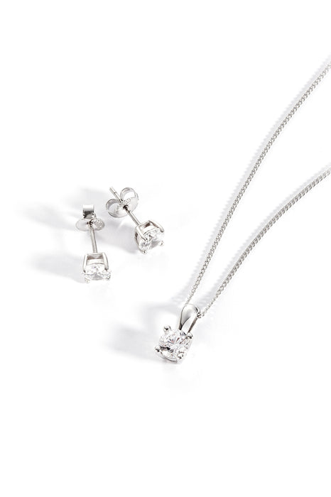 Sterling Silver Cubic Zirconia 5mm Solitaire Jewellery Set