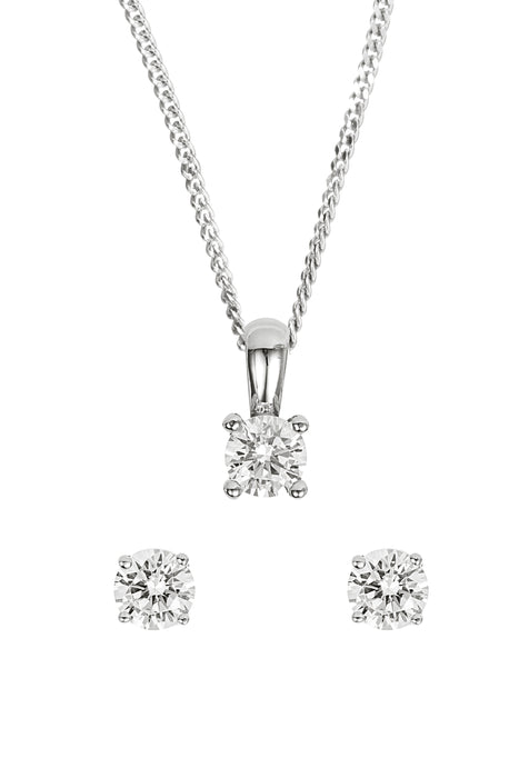 Sterling Silver Cubic Zirconia 5mm Solitaire Jewellery Set