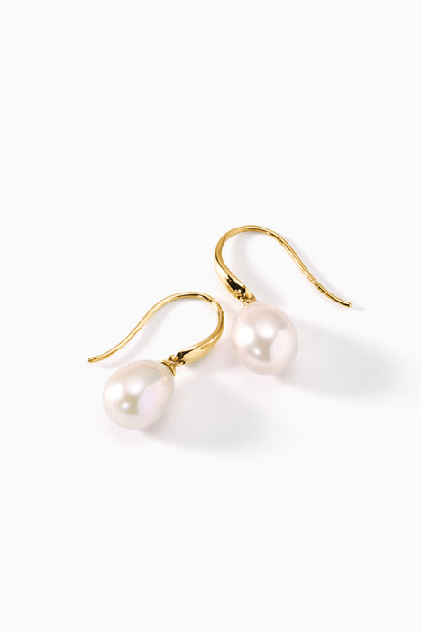 9ct Yellow Gold Freshwater Pearl Hook Drop Earrings