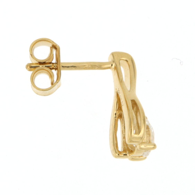 Sterling Silver 18ct Gold Plated Cubic Zirconia Wishbone earring and Pendant Set