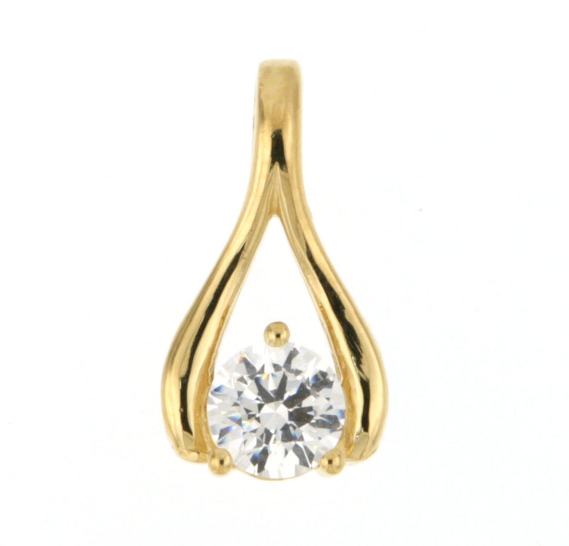 Sterling Silver 18ct Gold Plated Cubic Zirconia Wishbone earring and Pendant Set