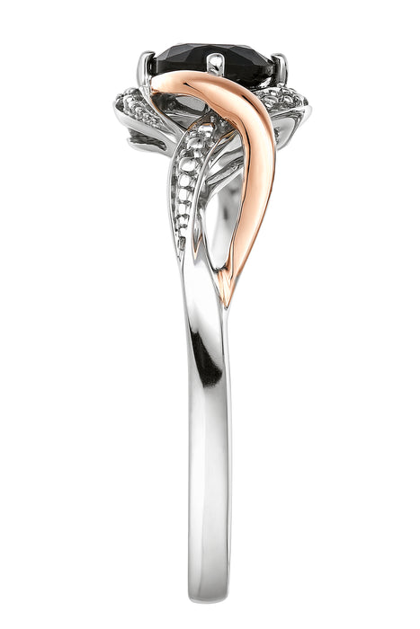 Sterling Silver & 9ct Rose Gold Sapphire and Diamond Twist Ring