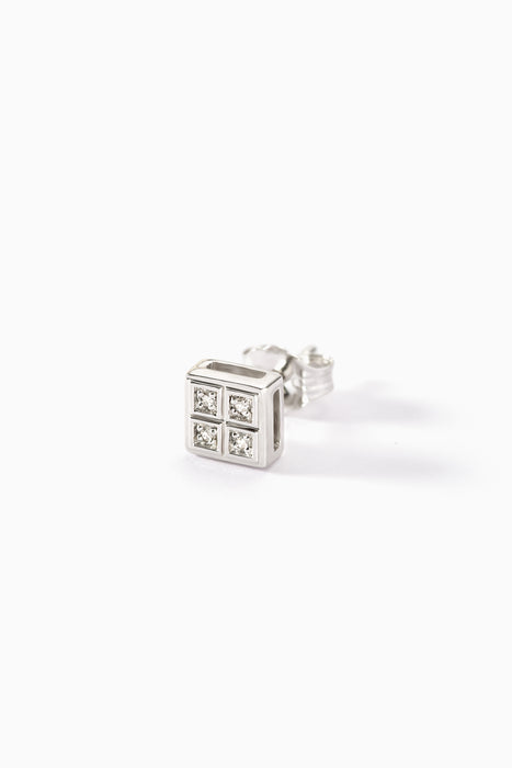 Mens 9ct White Gold 0.02ct Diamond Single Stud Earring