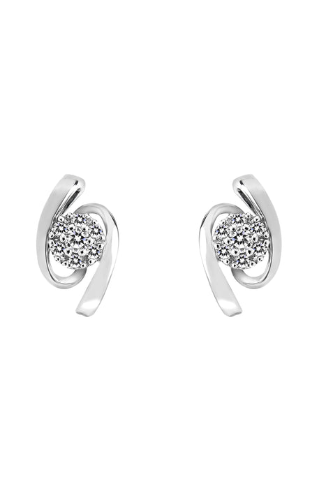 9ct White Gold 0.10ct Diamond Swirl Stud Earrings