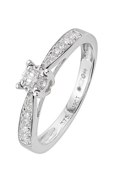 9ct White Gold 0.19ct Diamond Engagement Ring