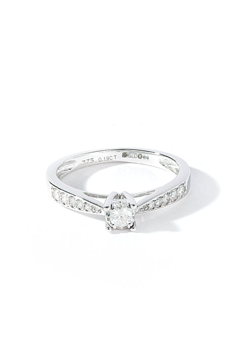 9ct White Gold 0.19ct Diamond Engagement Ring