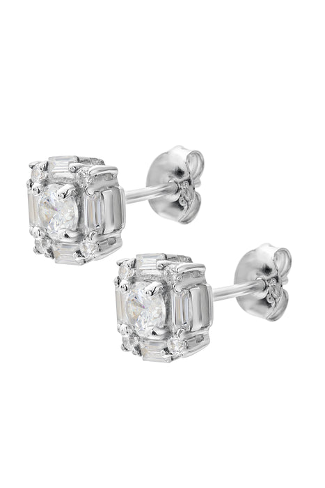 Sterling Silver Mixed Cut Cubic Zirconia Stud Earring & Pendant Set