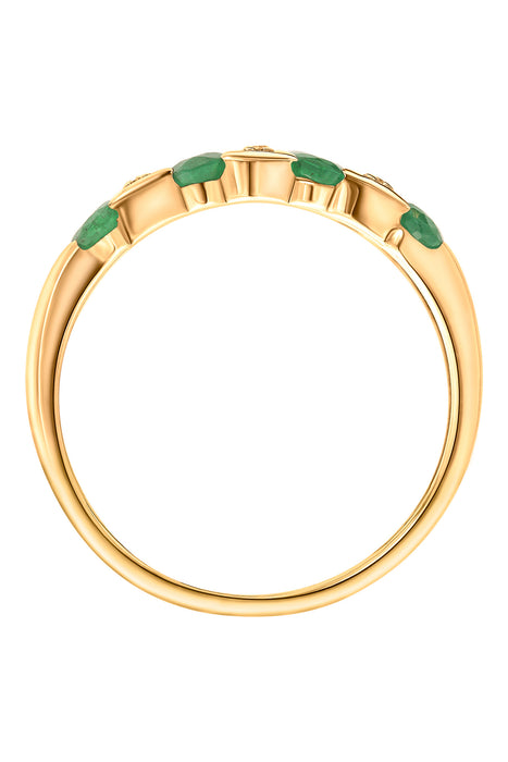 9ct Yellow Gold Emerald and Diamond Ring