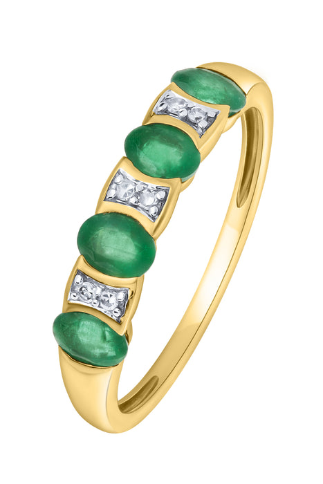 9ct Yellow Gold Emerald and Diamond Ring