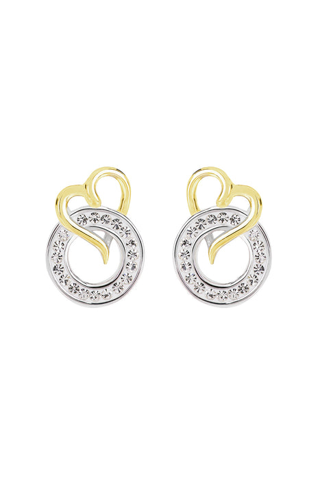 Sterling Silver Two Colour Crystal Entwined Circle Stud Earrings