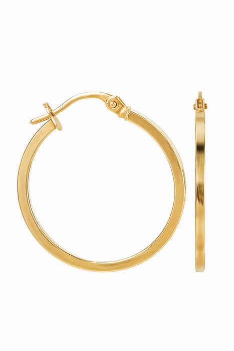 9ct Yellow Gold 22mm Plain Square Tube Hoop Earrings