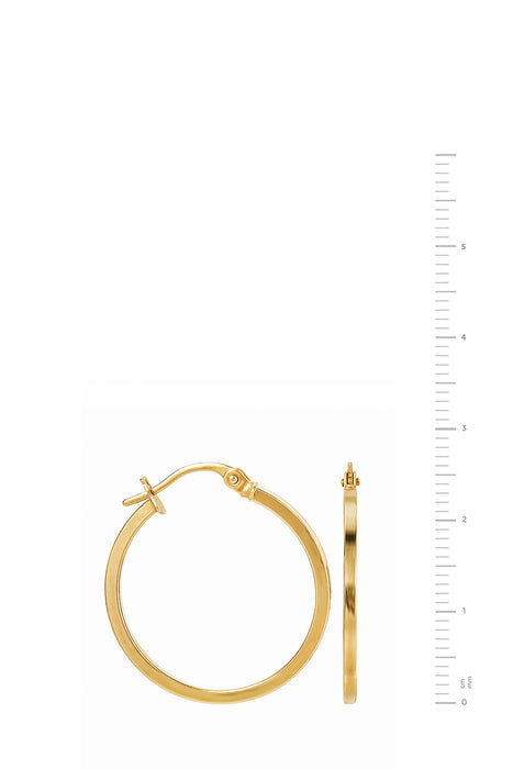 9ct Yellow Gold 22mm Plain Square Tube Hoop Earrings