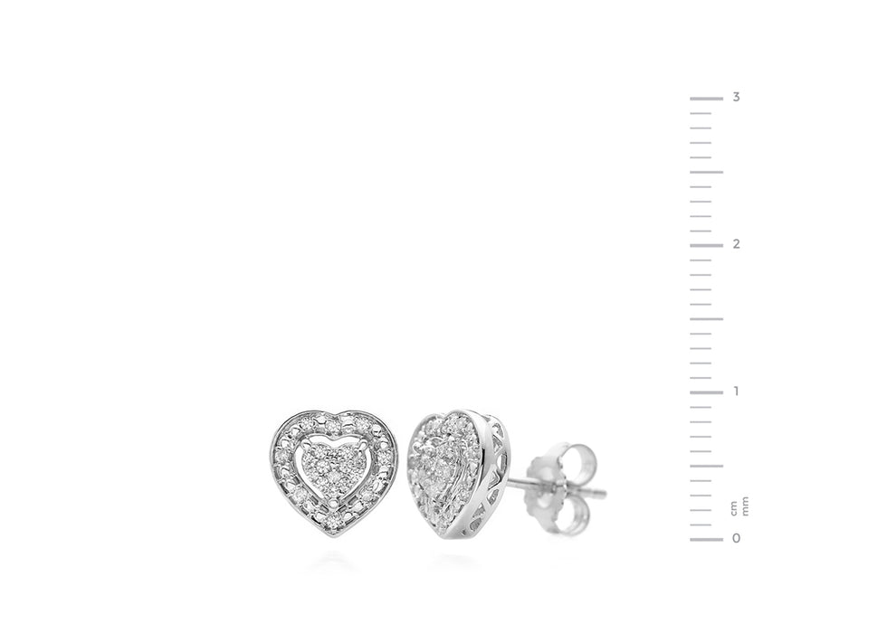 Sterling Silver 0.15ct Diamond Heart Cluster Earrings