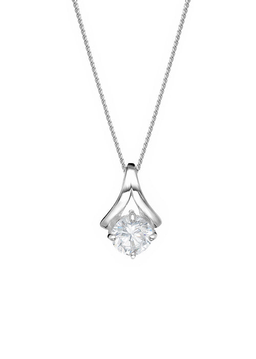 Christmas Bauble Gift | Sterling Silver 6mm Cubic Zirconia Pendant Necklace