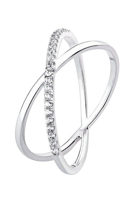 Sterling Silver Cubic Zirconia Crossover Ring