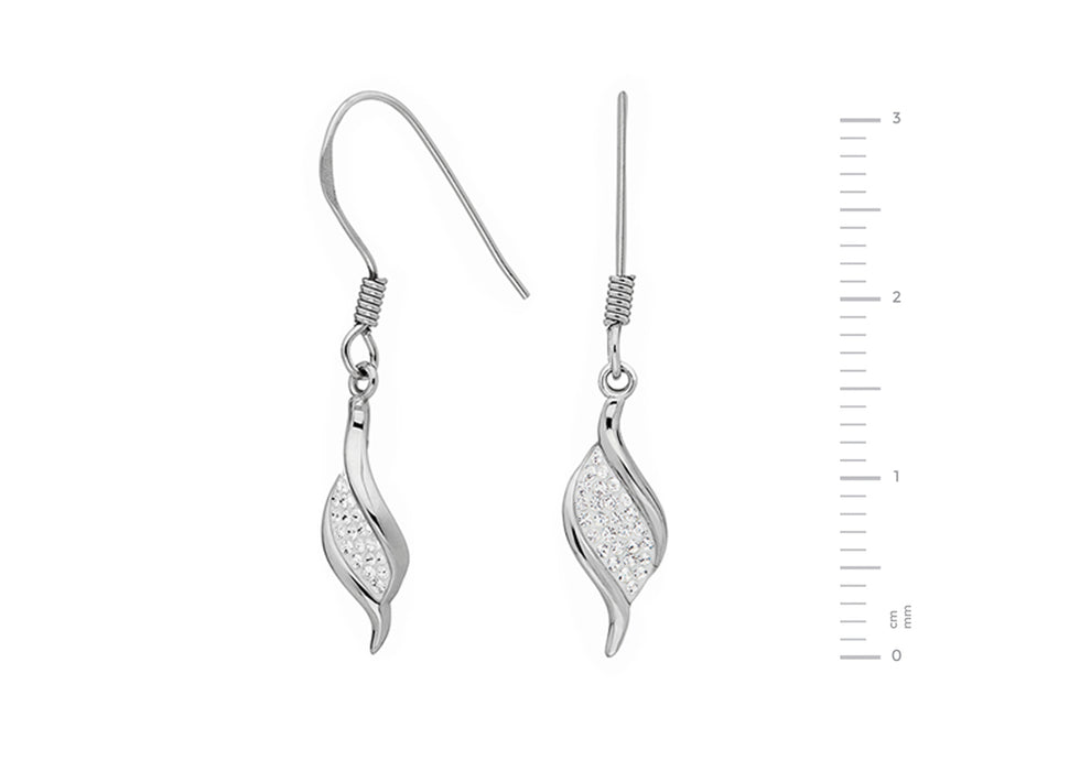 Sterling Silver Crystal Twist Pendant & Drop Earring Set