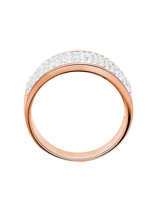 Sterling Silver Rose Gold Plated Crystal 8mm Band Ring