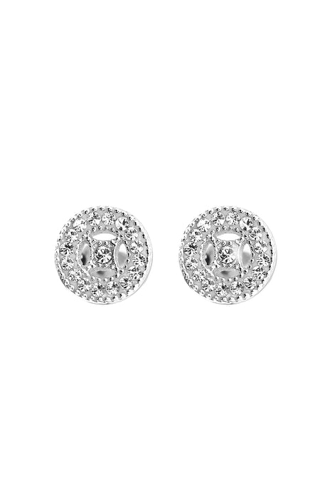 Sterling Silver Crystal Round 7.5mm Milgrain Stud Earrings