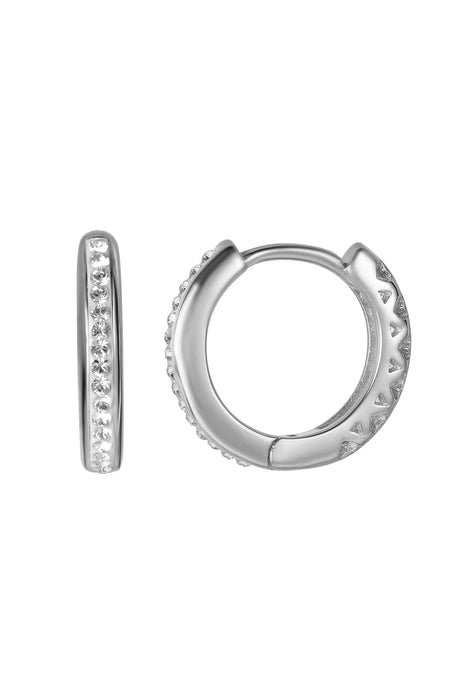 Sterling Silver Crystal 15mm Huggie Hoop Earrings