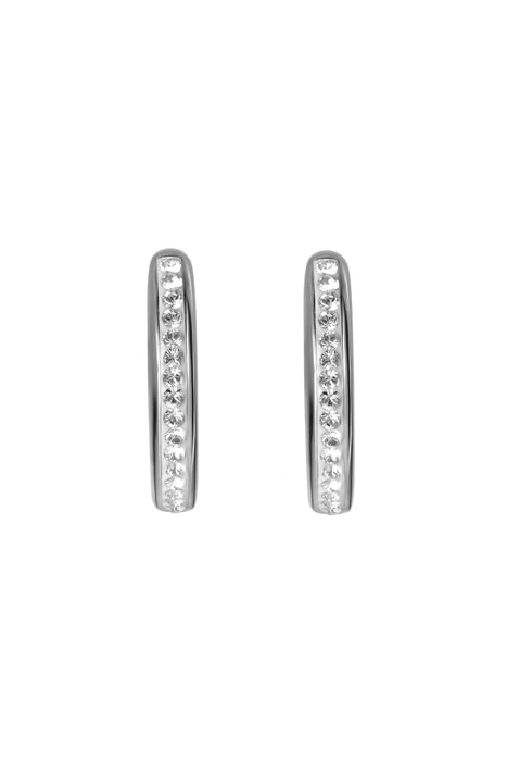 Sterling Silver Crystal 15mm Huggie Hoop Earrings