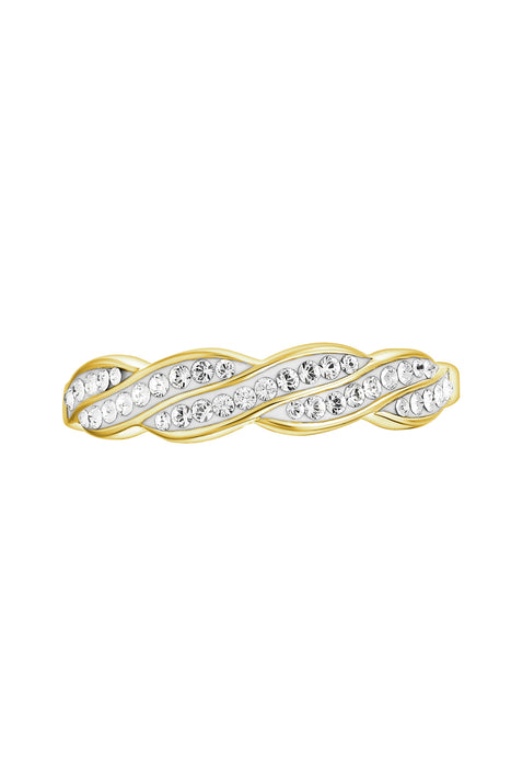 Sterling Silver Gold Plated Crystal Wave Ring