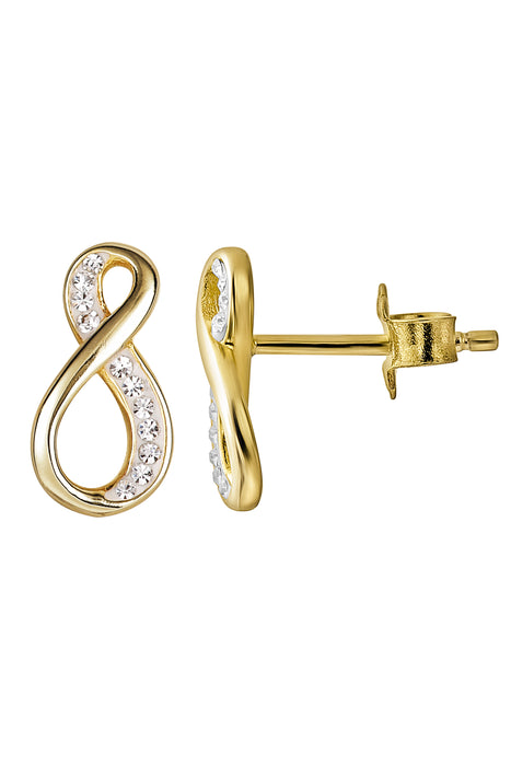 Sterling Silver Gold Plated Crystal Infinity Stud Earrings