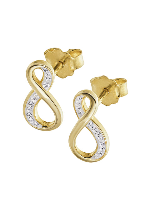 Sterling Silver Gold Plated Crystal Infinity Stud Earrings