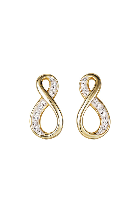 Sterling Silver Gold Plated Crystal Infinity Stud Earrings