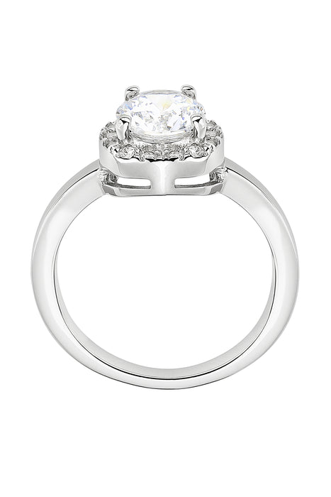 Sterling Silver Cubic Zirconia Halo Ring