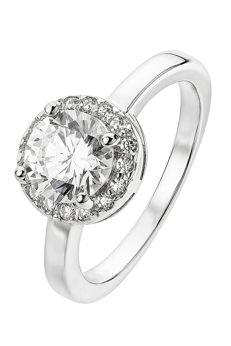 Sterling Silver Cubic Zirconia Halo Ring