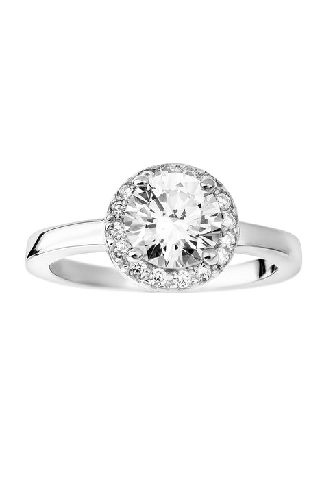 Sterling Silver Cubic Zirconia Halo Ring