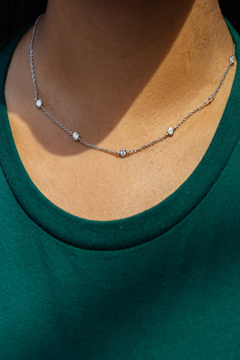 Sterling Silver Cubic Zirconia Station Necklace