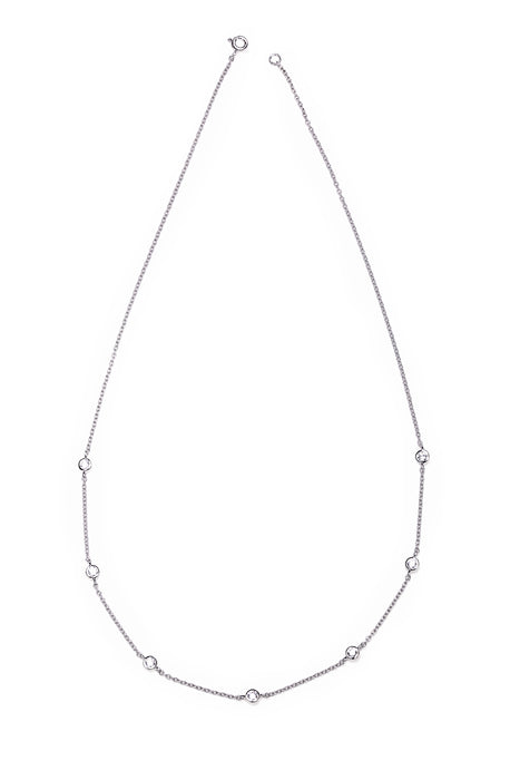 Sterling Silver Cubic Zirconia Station Necklace