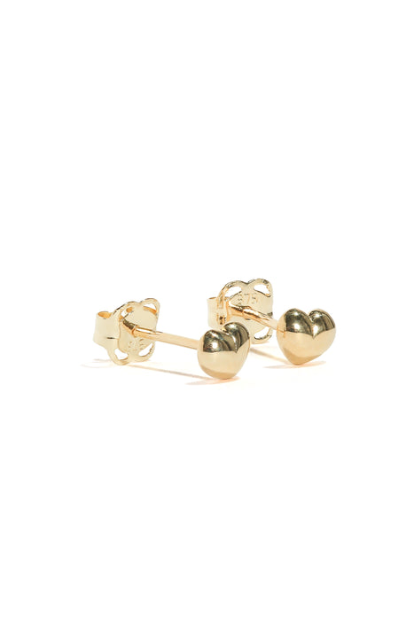 Kids 9ct Yellow Gold Heart Stud Earrings