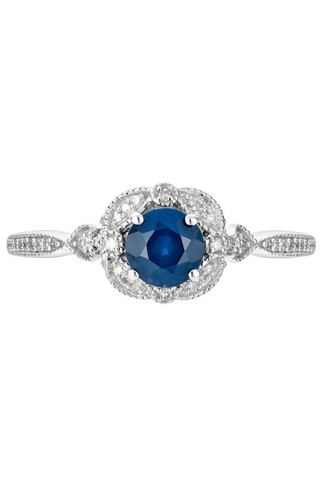 9ct White Gold Sapphire and Diamond Ring