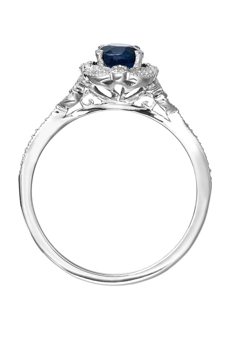 9ct White Gold Sapphire and Diamond Ring