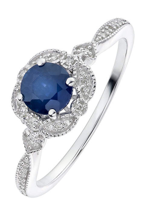 9ct White Gold Sapphire and Diamond Ring