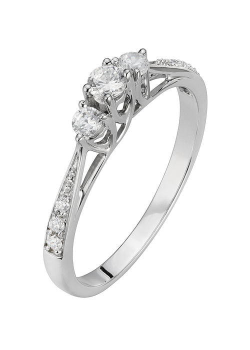 9ct White Gold 0.23ct Three Stone Diamond Ring