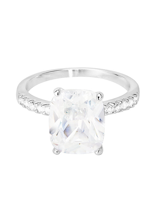 Sterling Silver 11x9mm Cubic Zirconia Solitaire Ring