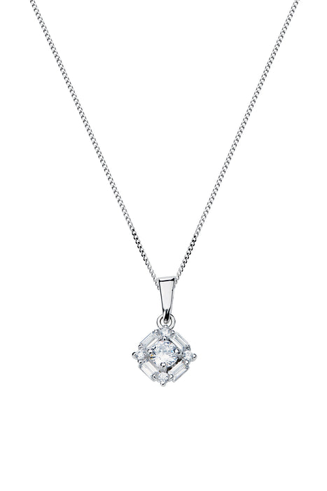 Sterling Silver Cubic Zirconia Mixed Cut Pendant