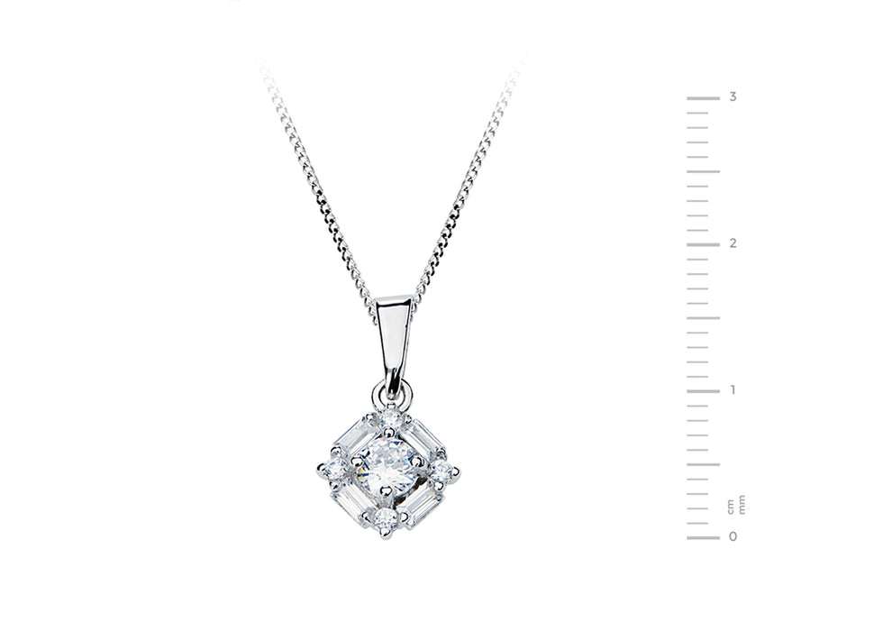 Sterling Silver Cubic Zirconia Mixed Cut Pendant