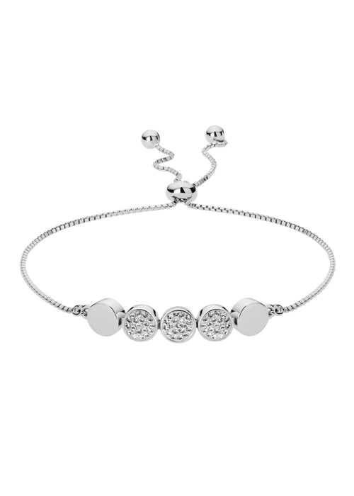 Sterling Silver Crystal Adjustable Box Chain Friendship Bracelet